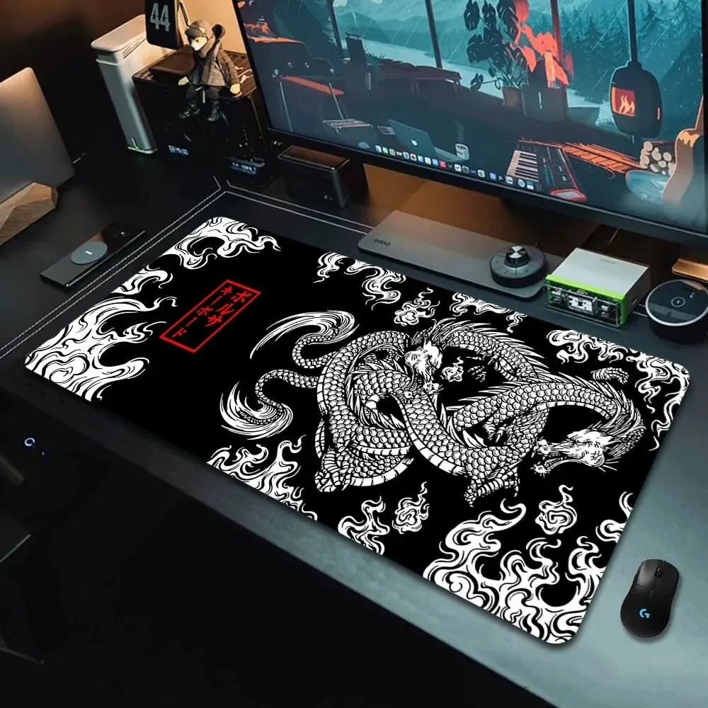 Gaming Keyboard Nearby - Japanese Dragon Gaming Mousepad Speed Desk